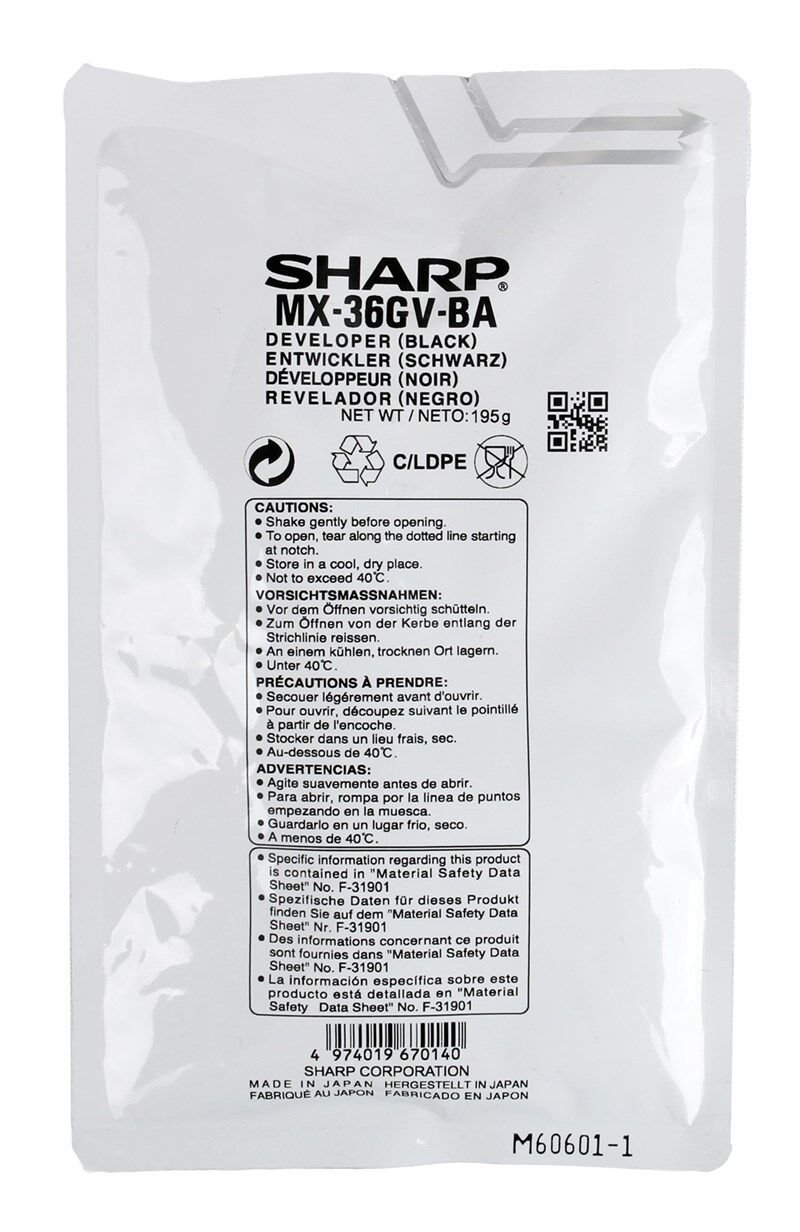 Sharp MX 36GVBA Orjinal Siyah Developer MX-2010  MX-2310  195Gr.