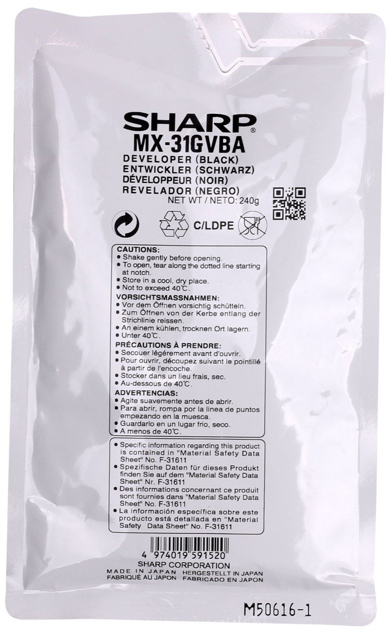 Sharp MX 31GVBA Siyah Orjinal Developer MX-2301  MX-2600   MX-3100
