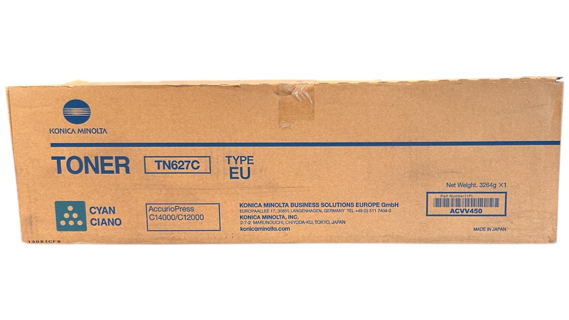 Minolta TN-627 Orjinal Mavi Toner AccurioPress C-12000 C-14000 ACVV450 3264g.
