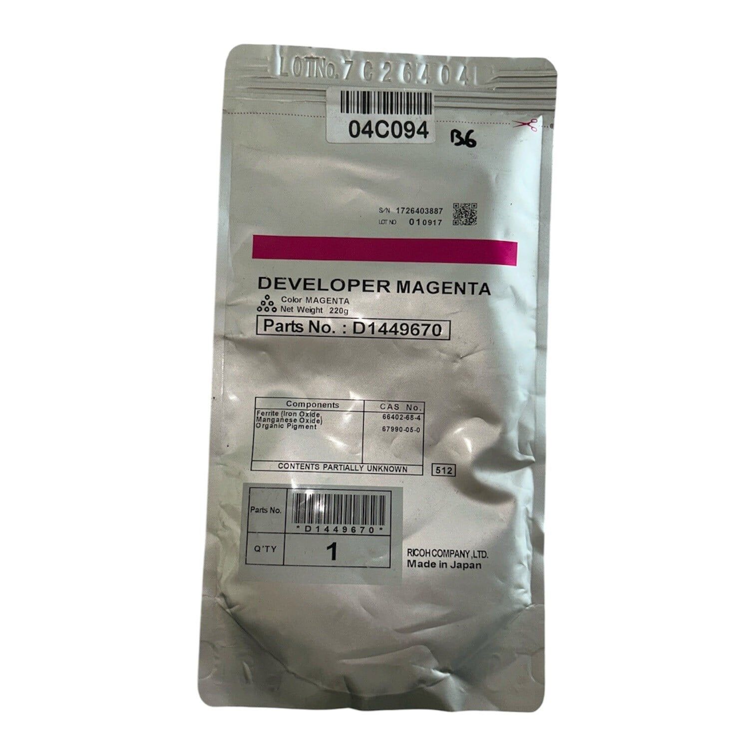 Ricoh MP-C 3002 C3502 Orijinal Kırmızı  Developer MP-C4502 C5502 D1449670