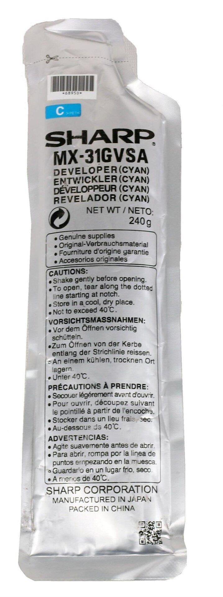 Sharp MX-25GV, MX-27GV, MX-31GV, MX-51GV Series Orijinal Cyan Developer 240g.