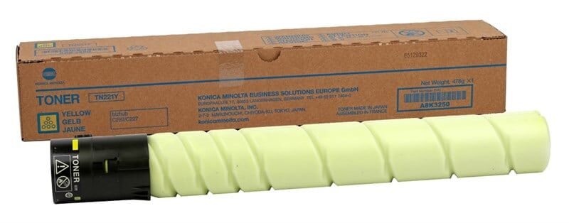 Minolta TN-221 Orjinal Sarı Toner Bizhub C-227  C-287 A8K32D0
