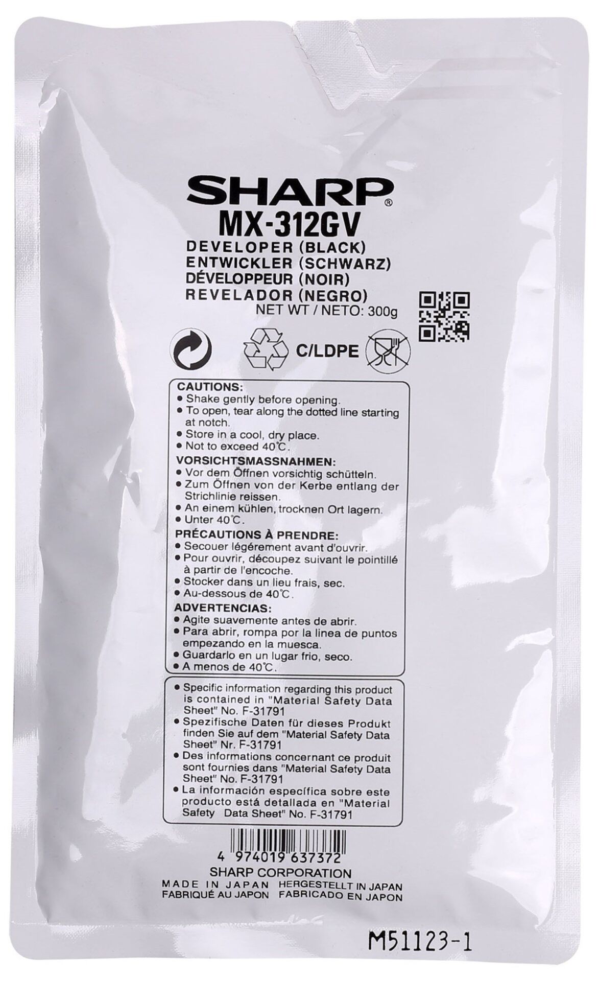 Sharp MX-312GV Orjinal Developer MX M260  M310  M314  M354  AR 6020  5731 300g