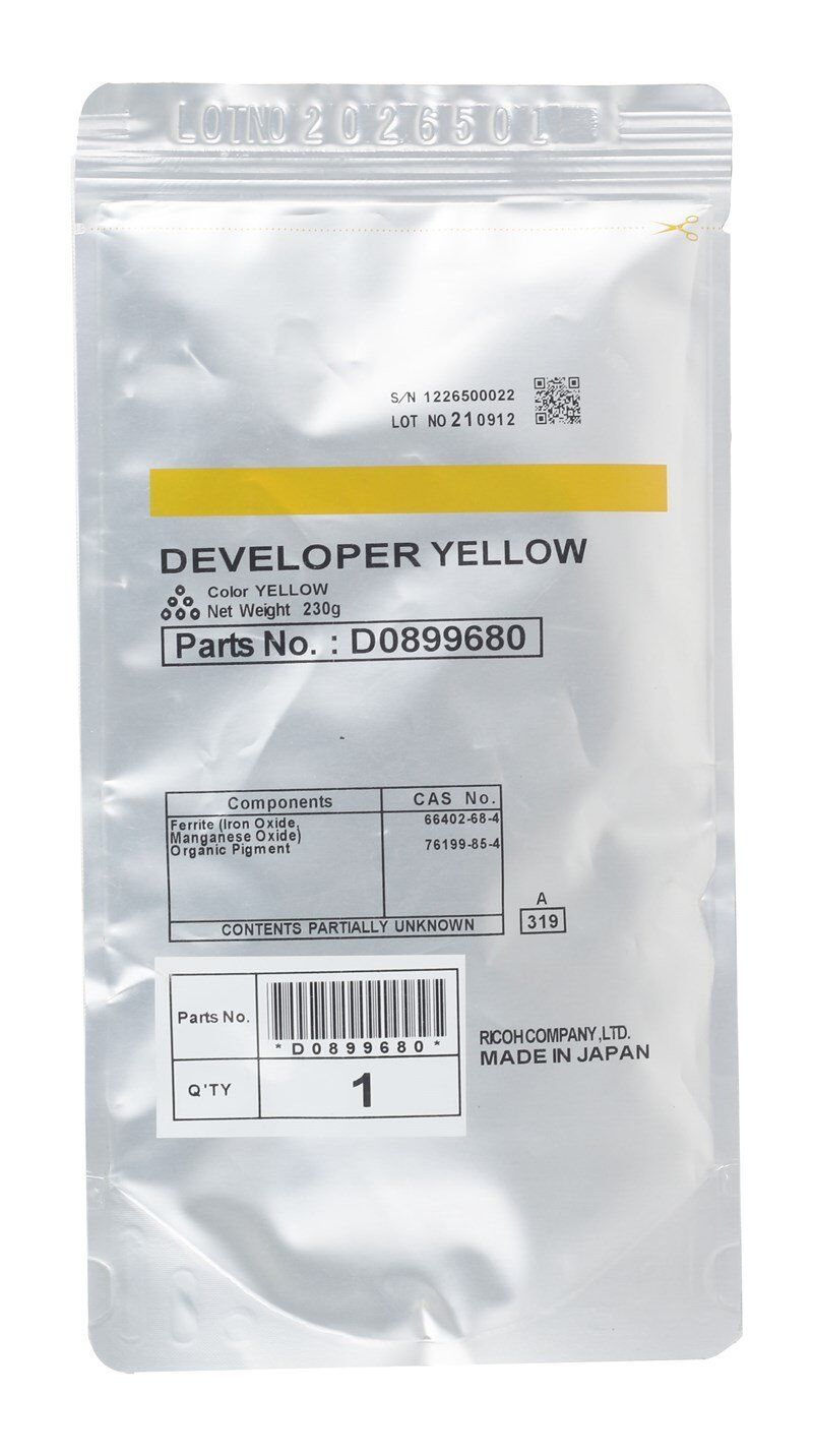 Ricoh MP-C 3501 Orjinal Sarı Developer MP-C 3001  4501  5501 D0899680